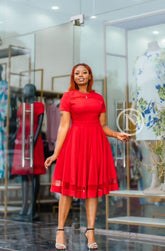 Vibrant red skater dress